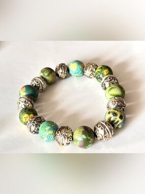 🦋2/25$ Viva Beads handmade clay earrings and bracelet meadow